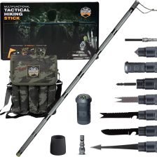 15-in-1 Tactical Survival Walking Stick & Hiking Staff – Heavy-Duty Collapsible Multitool for Camping, Hiking & Outdoor Survival Gear